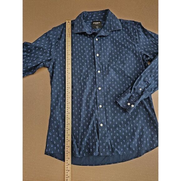 Bonobos Mens Size Large Blue Floral Button Up Shirt Tailored Fit Wrinkle Free - Picture 13 of 13